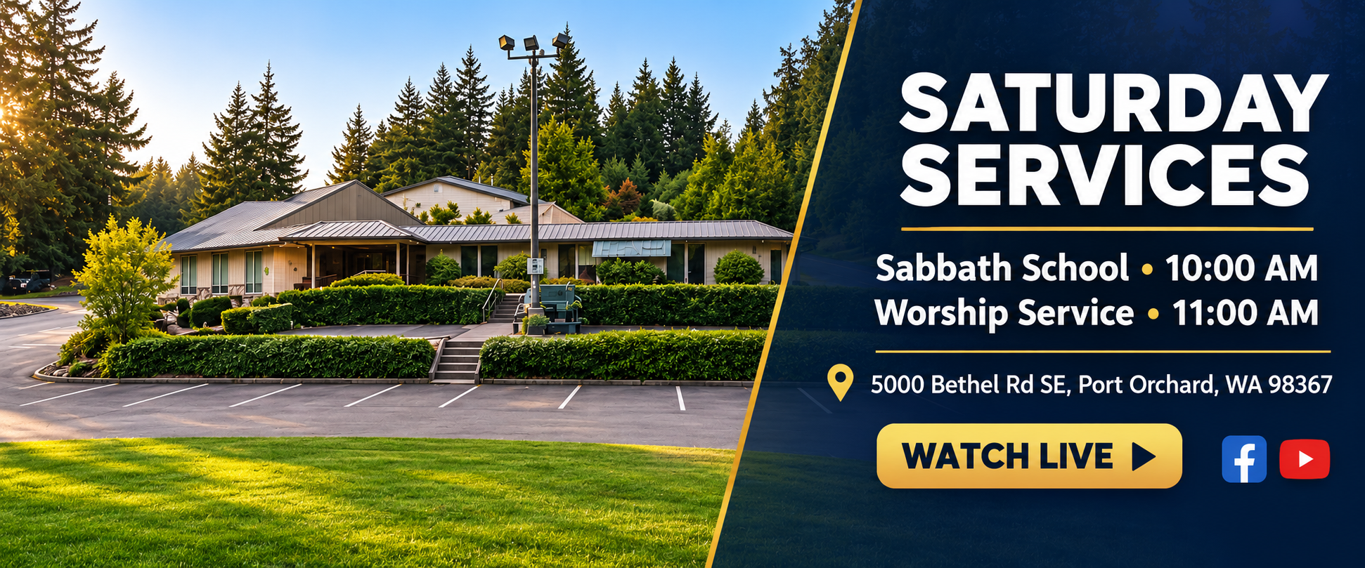 Saturday service times and Port Orchard Adventist Church YouTube